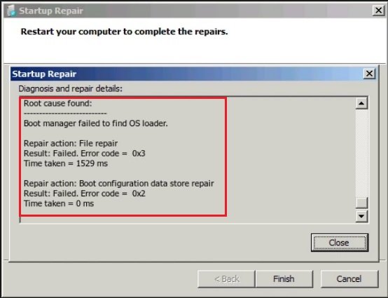 missing boot manager windows 7 repair