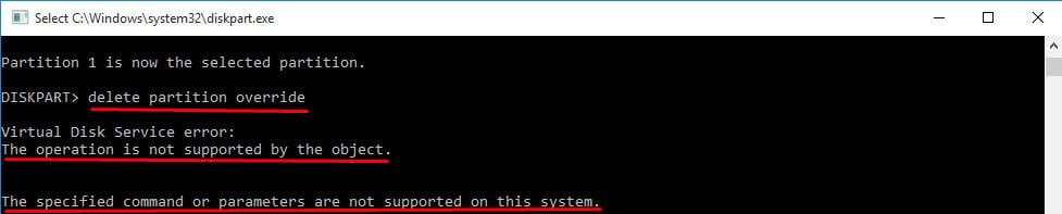 Delete Partition Override not Working