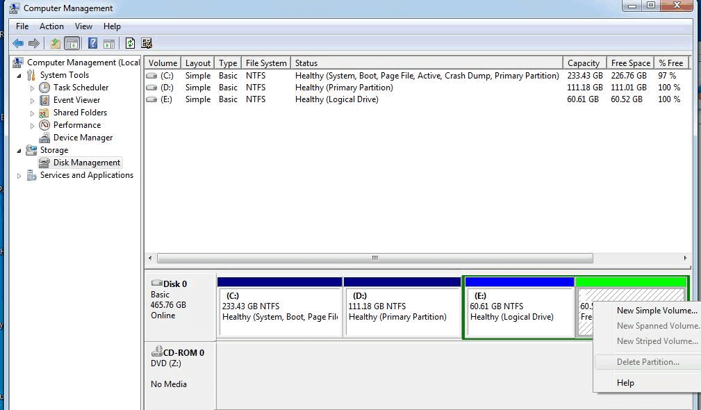 Delete Partition Grayed Out.