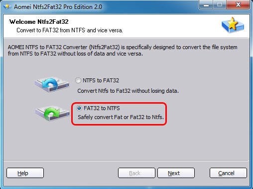 FAT32 to NTFS