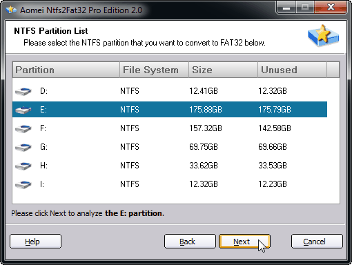 Select NTFS Partition