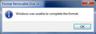 Windows Was Unable To Complete Format