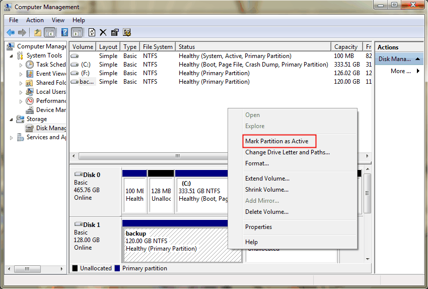 Mark Partition as Active