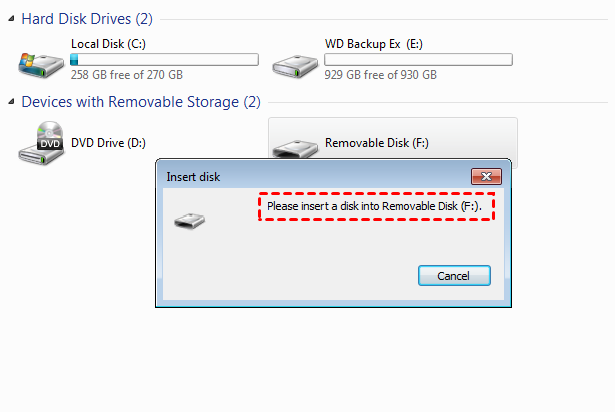 Please Insert a Disk into Removable Disk