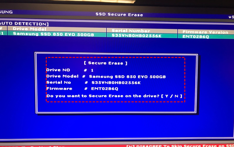 Choose SSD Drive To Erase