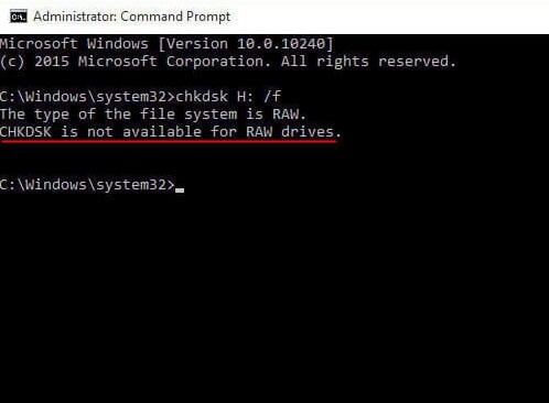 CHKDSK Is Not Available For Raw Drives