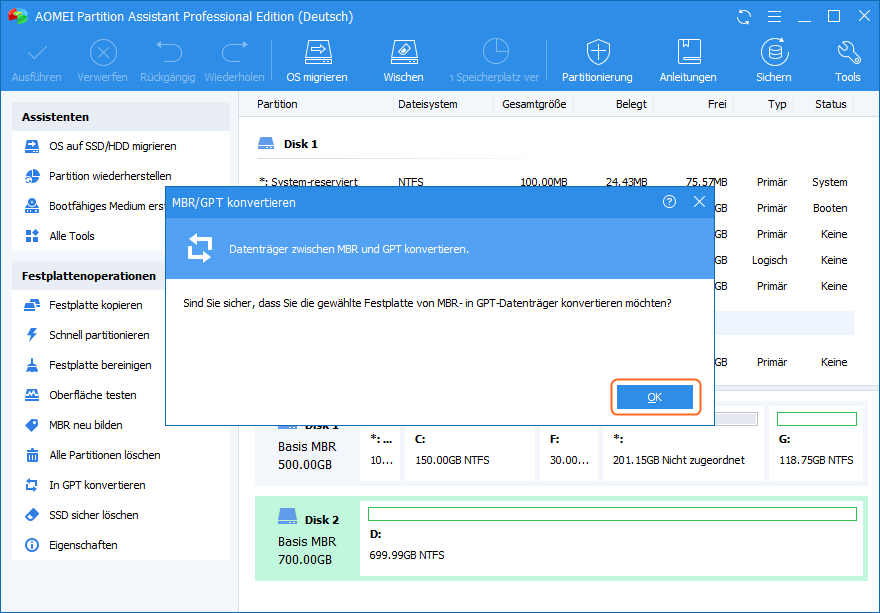 Convert MBR to GPT