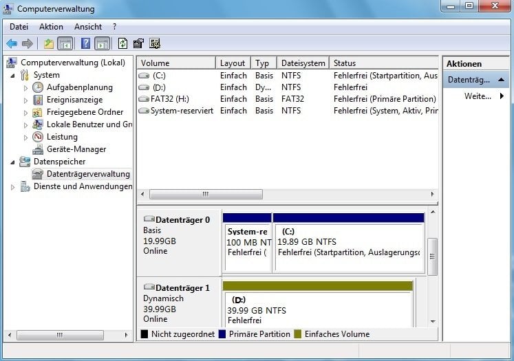 Datenträgerverwaltung in VMware Windows 2003