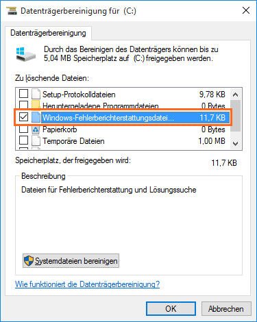 Datenträgerbereinigung ausführen in Windows 7