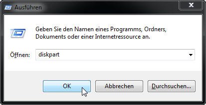 Open DiskPart Windows 10