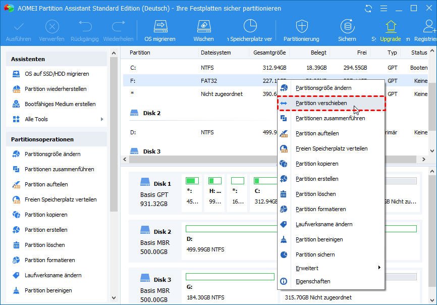 Kostenloses Partition Magic für Windows 7