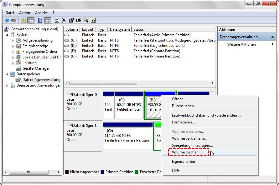 Laufwerk Volume Wird überprüft Und Repariert 100 Abgeschlossen Laufwerk C und D zusammenführen in Windows 7 - So geht's