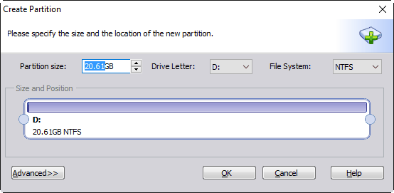Create Partition Settings