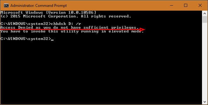 access denied in command prompt windows 10