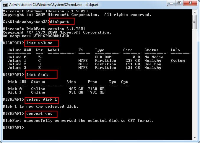 Use DiskPart To Convert Disk From MBR To GPT In Windows 10 8 And 7