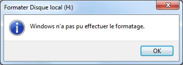 Formatage impossible