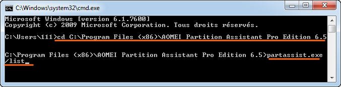 cd C:\Program Files (x86)\AOMEI Partition Assistant Pro Edition 6.5