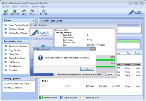 Execute the Resizing Partition Operations