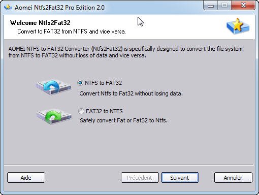 Convert between NTFS and FAT32