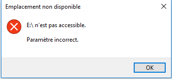 Disque inaccessible