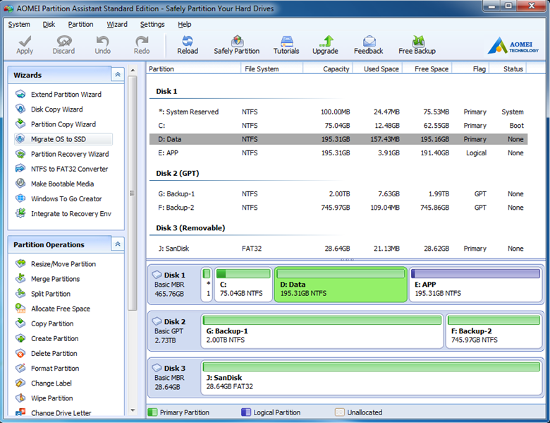 AOMEI Partition Assistant Standard Edition screenshot