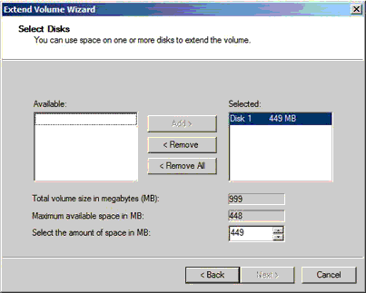 Extend a Windows Server 2008 volume