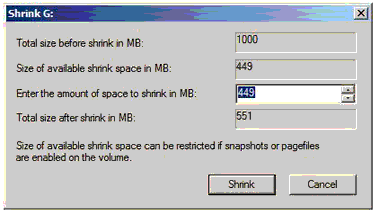 Shrink a Windows Server 2008 volume