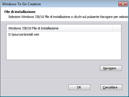 Seleziona File di installazione di Windows 10/8
