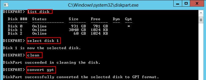Convert to GPT Diskpart