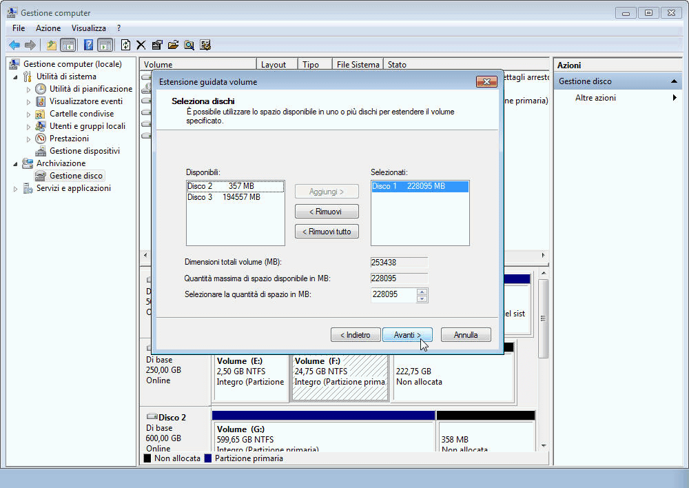 Select Unallocated Space