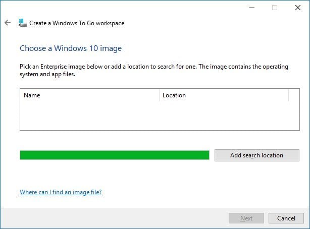 Create a Windows To Go Workspace Choose Image