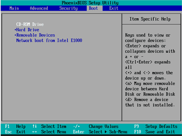 Boot menu di BIOS