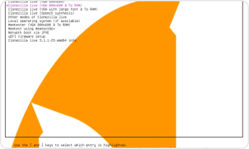 Clonezilla interface