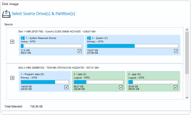 Macrium Reflect interface