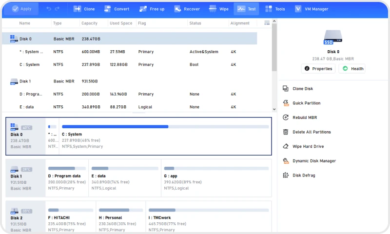 AOMEI Partition Assistant interface