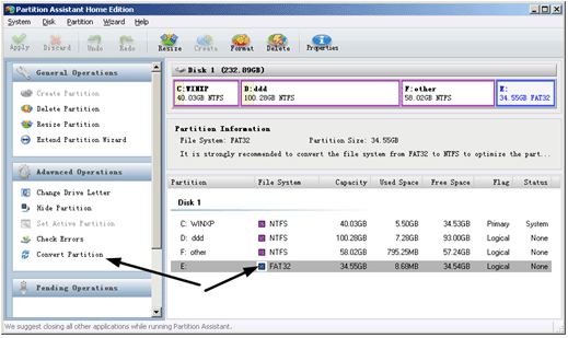 Convert FAT to NTFS with Partition Assistant