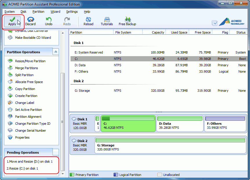 Disk Layout after Resizing Operation