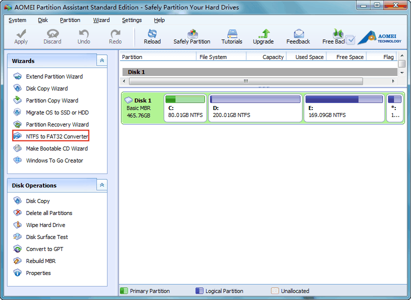 AOMEI Partition Assistant Standard Interface