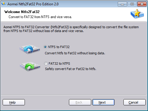 Convert between NTFS and FAT32