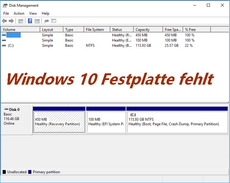 Windows 10 Festplatte fehlt