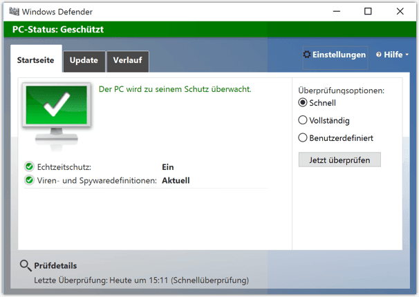 Windows 10-PC auf Viren scannen