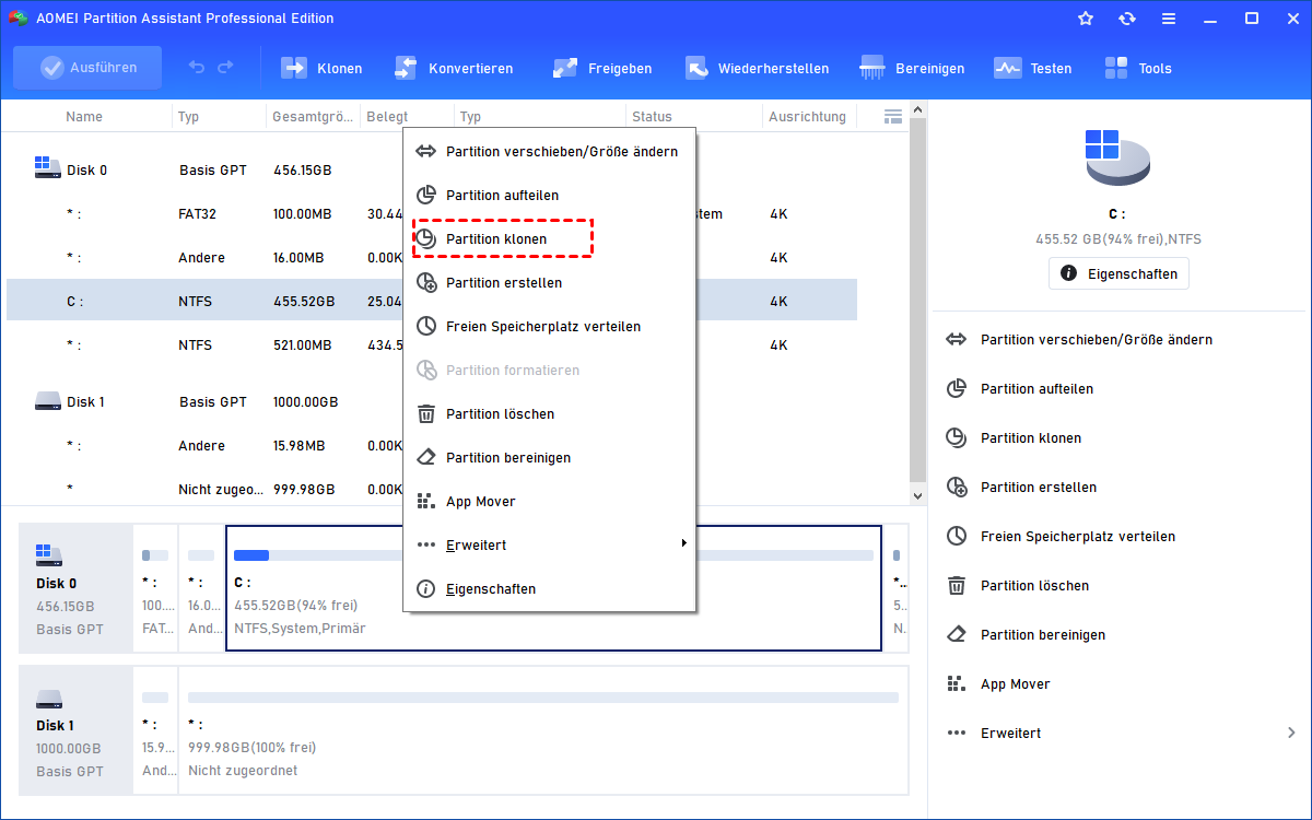 Wie kann man Laufwerk C spiegeln? (2 Methoden)