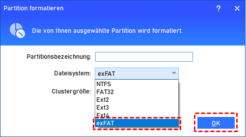 Festplatte in exFAT formatieren