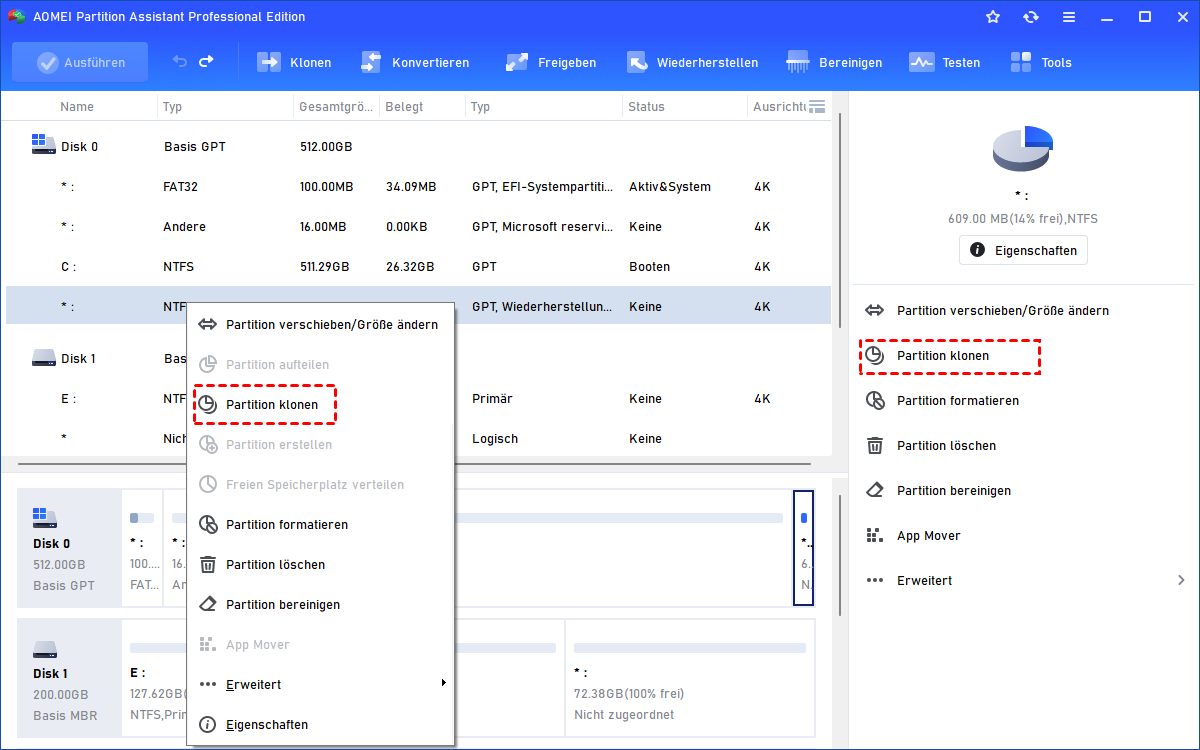Partition klonen Partition klonen