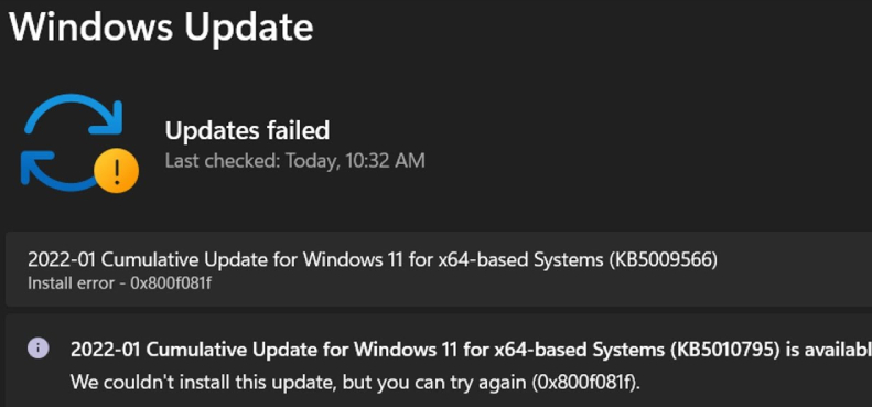 0x800f081f Fehler Bei Windows Update Und Net Framework 3.5 Windows 11-Installation-Fehler 0x800f081f - Wie zu beheben?