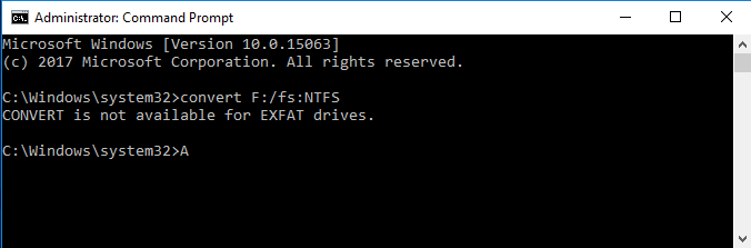 Convert Is not Available for exFAT Drives