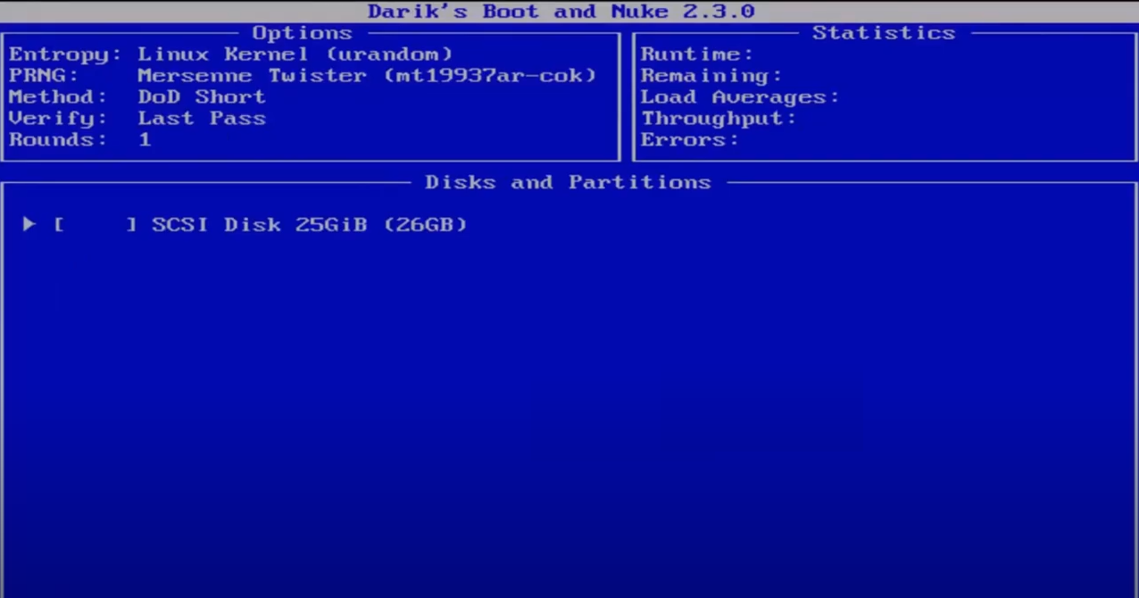DBAN disk and partition