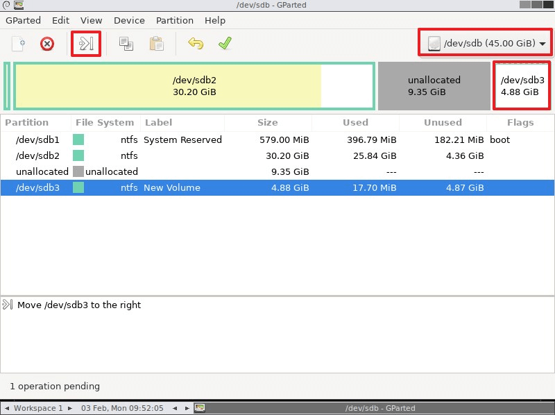 Gparted Move Partition