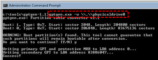 Gptgen Convert Disk from MBR to GPT