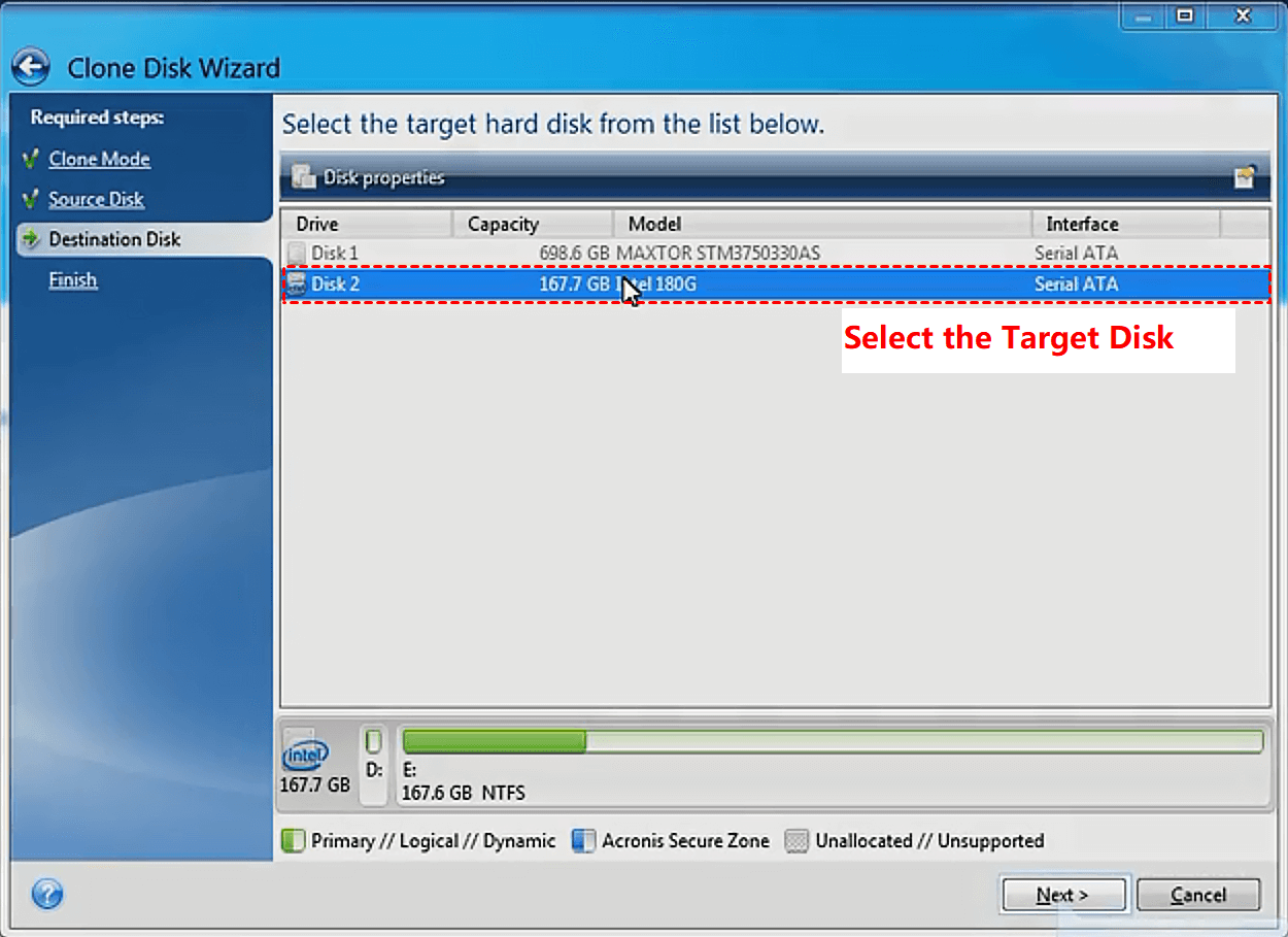 Select Target Disk